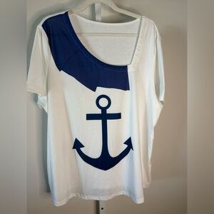 NWOT Nautical Anchor Tee in White and Navy